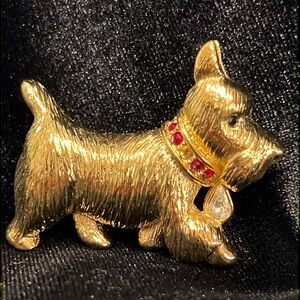 Napier Scottie Dog Gold Tone Brooch/Pin